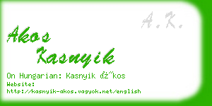 akos kasnyik business card